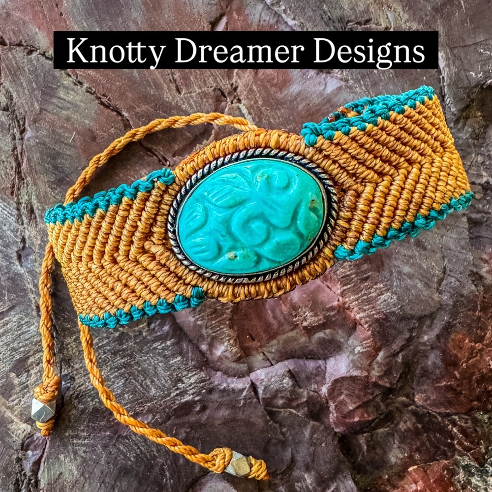 Genuine Hand Carved American Turquoise Bracelet